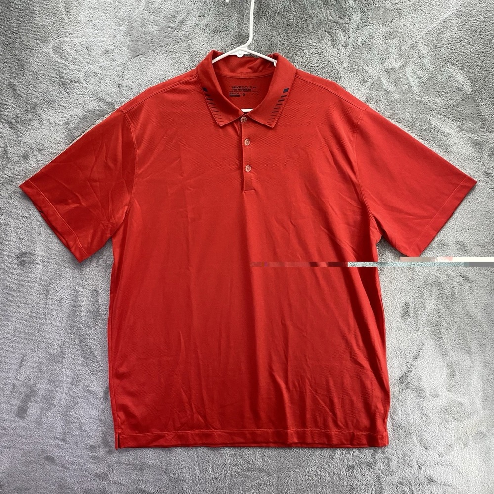 Nike Golf Dri-FIT Red Pique Polo Shirt Men's XL Short Sleeve